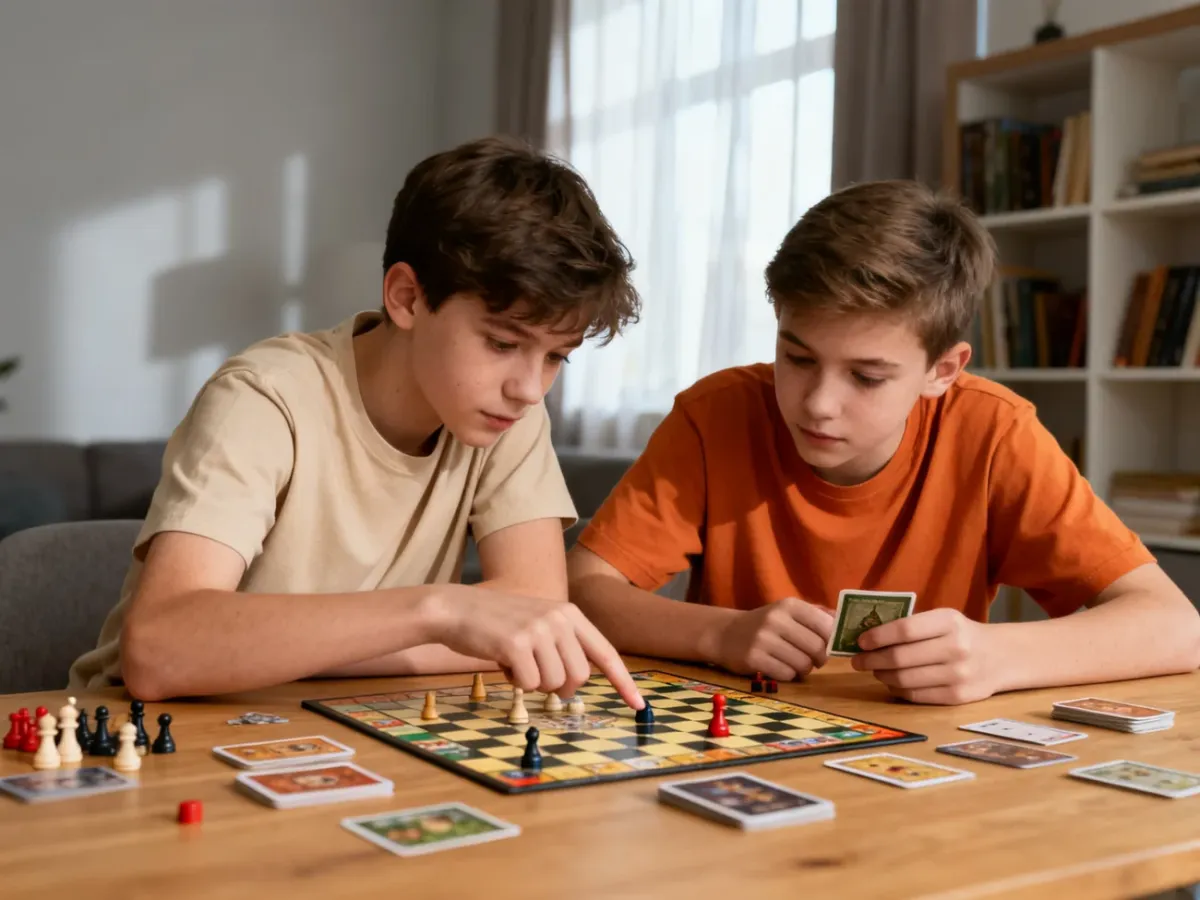 Nastolatki analizujące strategię podczas gry planszowej